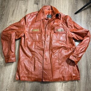 Vintage Men's Leather Jacket in Rich Brown
